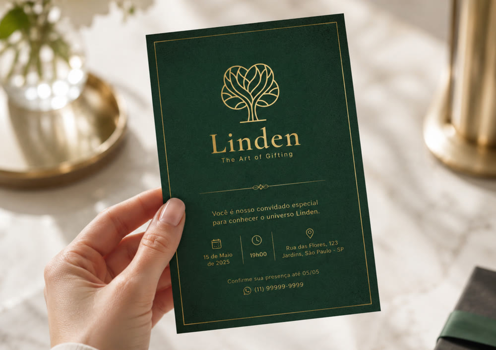 Convite Premium, Papelaria Linden