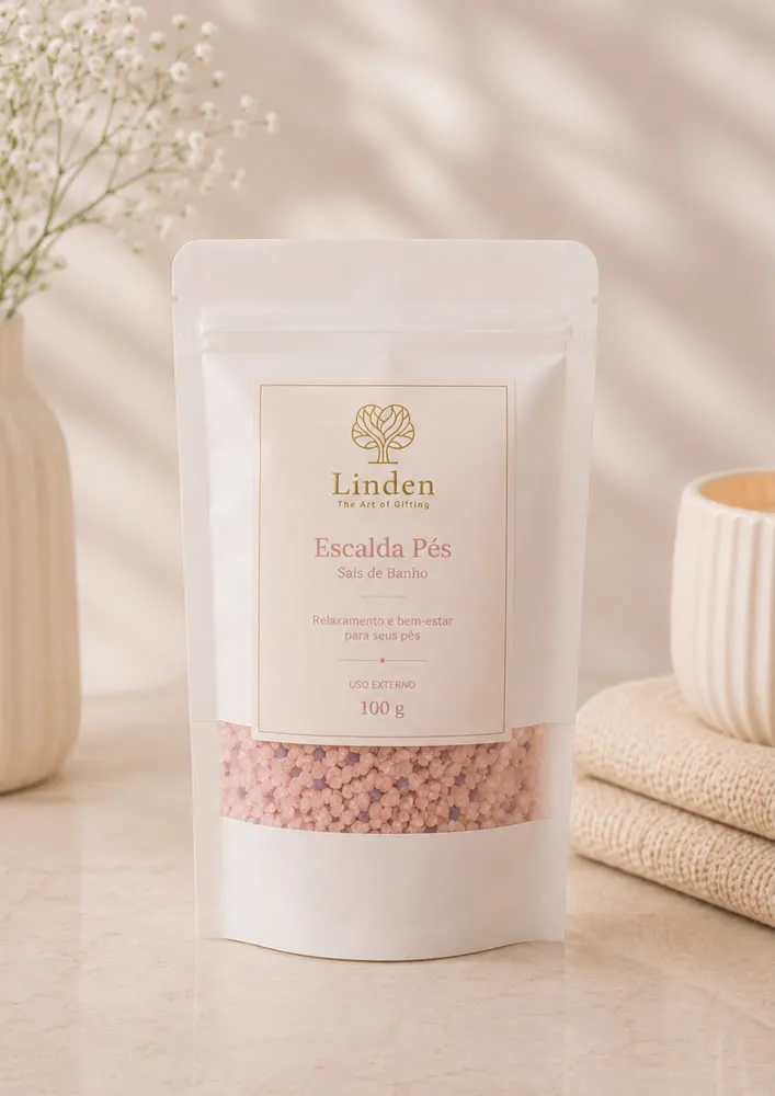 Escalda-pés de camomila e lavanda, 300 g de sal de banho em embalagem personalizável