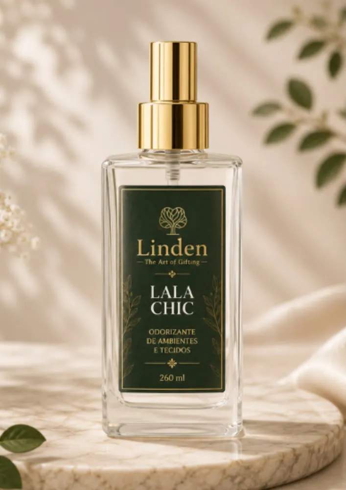 Mini spray Lala Chic de 50 ml, em formato de bolso para lembrança de evento
